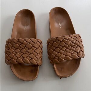 Loeffler Randal Brown Braided Slide Sandals